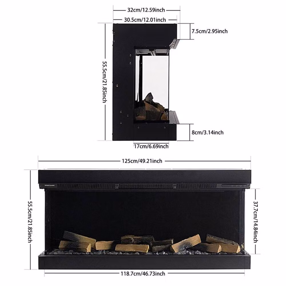 PAWNORA 50 inch Electric 3 Sided Media Fire Standing Heater in Black – 2