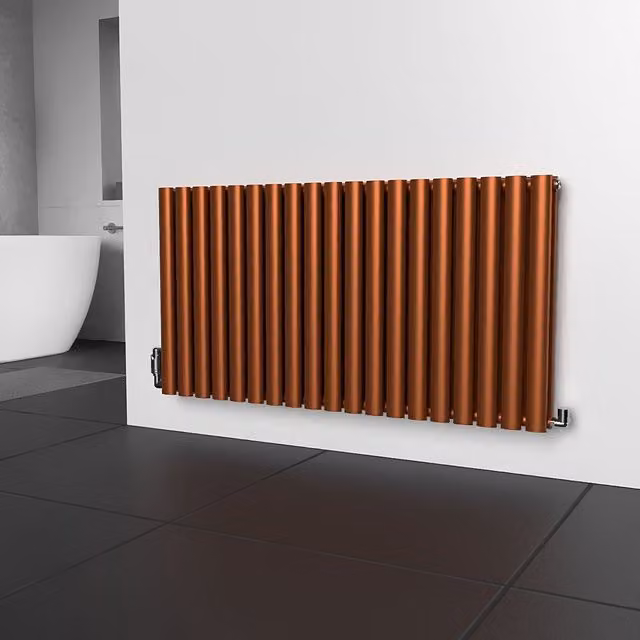 Lux Heat Oval Horizontal Coloured Radiator in Bronze, W/H: 114 x 60 cm