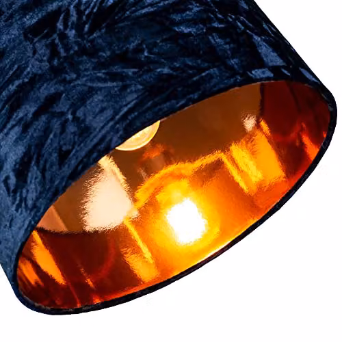 Happy Homewares Midnight Blue Crushed Velvet Circular Drum Lampshade with Copper Inner – 4