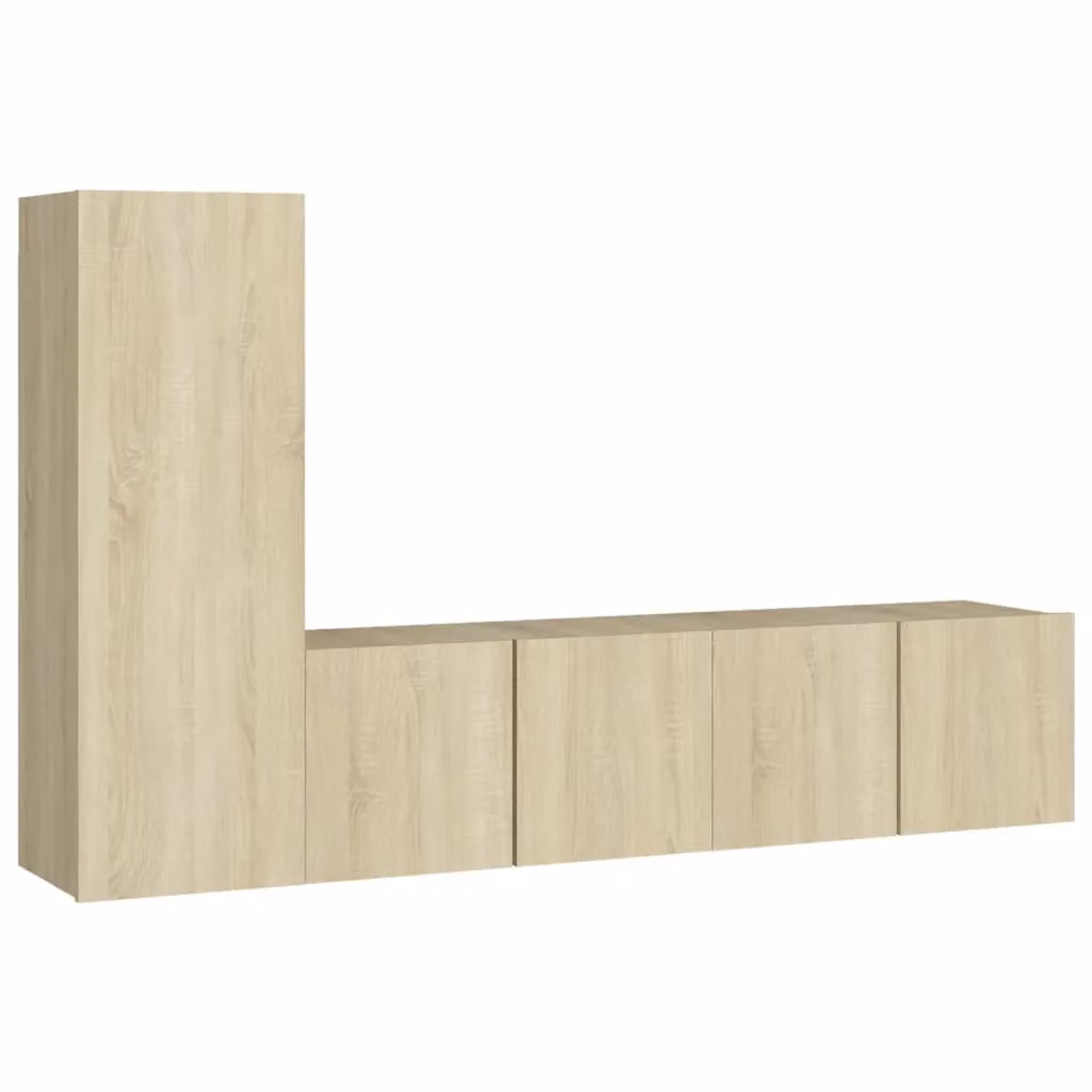 Berkfield Home 3 Piece Sonoma Oak TV Cabinet Set in Brown Engineered Wood – 2