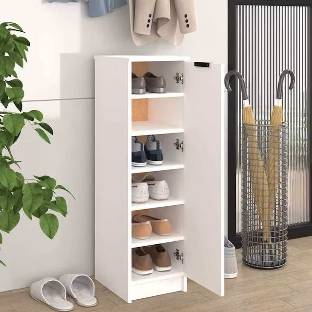 Berkfield Home White Minimalist Shoe Cabinet W/D/H: 30 x 35 x 100 cm