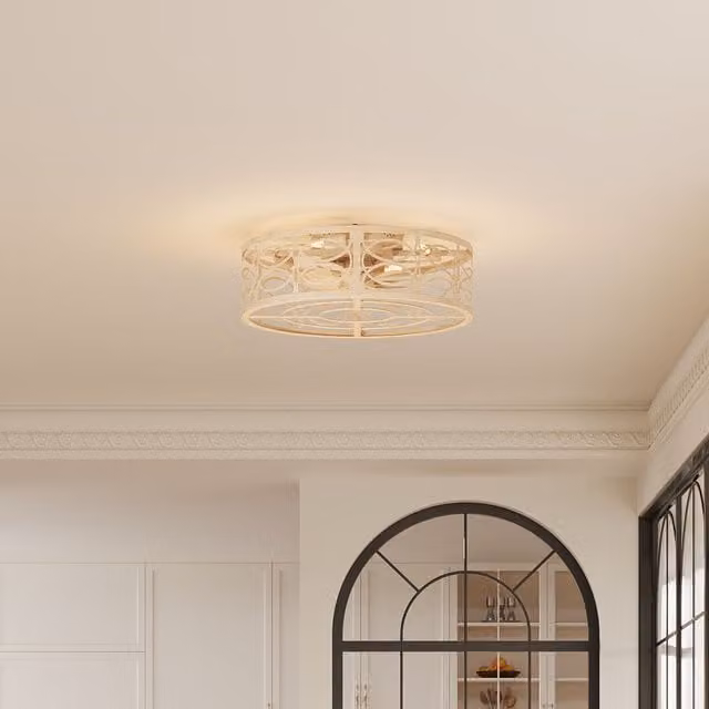 Livingandhome Rattan Ceiling Fan Light with Remote Control in Brown and Wood Finish