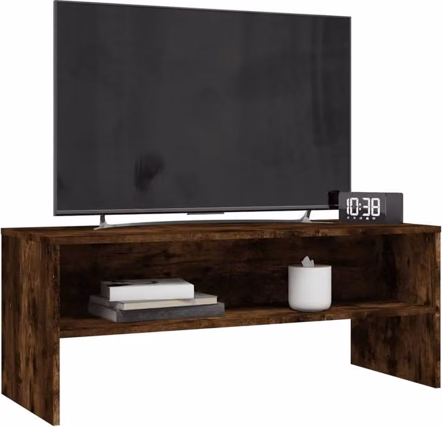 Berkfield Home Smoked Oak TV Cabinet in Brown, W/D/H: 100 x 40 x 40 cm – 1