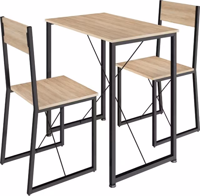 tectake Margate 3-piece Dining Table and Chairs Set in Oak and Black
