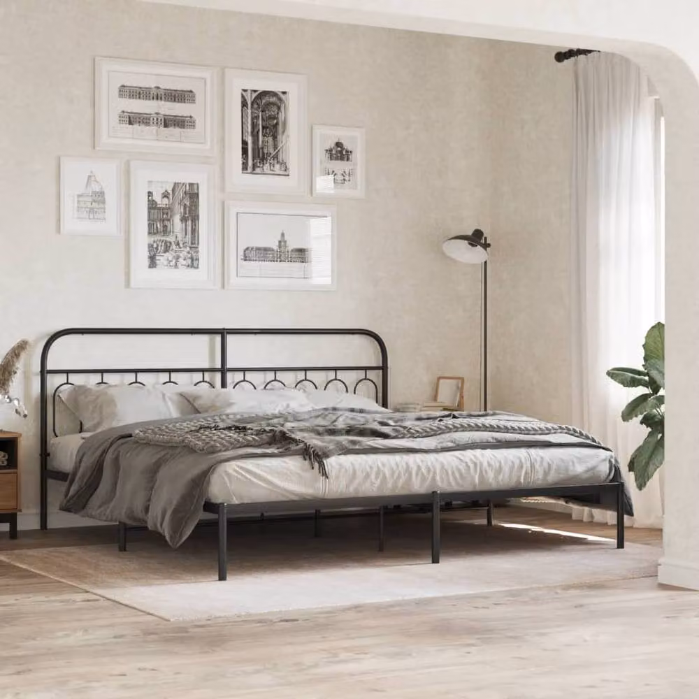 Berkfield Home Classic Metal Headboard in Black, 200 cm – 2