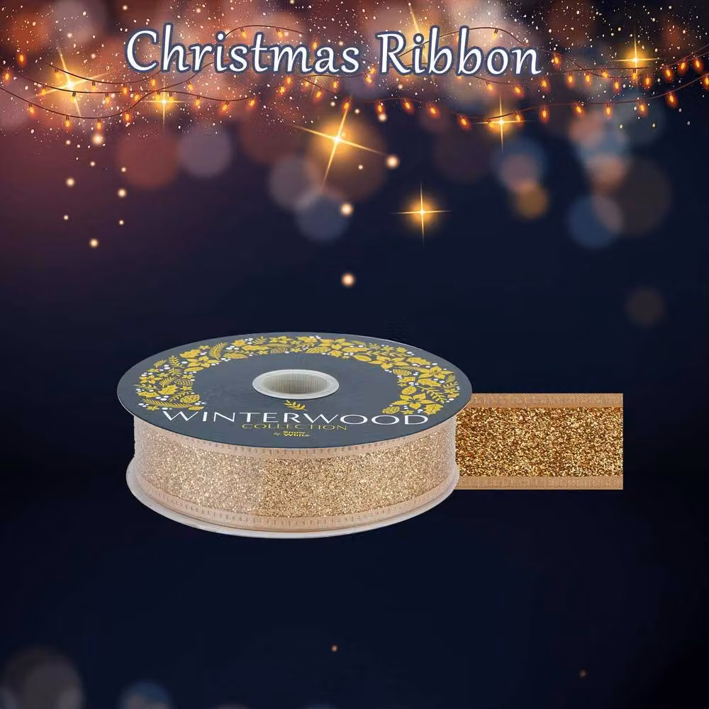 VFM e-Store Gold Christmas Ribbon Garland Decoration, W: 4 cm, H: 10 cm – 3