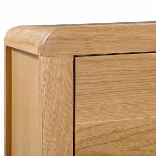 Julian Bowen Curve 3 Drawer Bedside Table in Oak, H 61 cm x W 38 cm x D 45 cm – 3