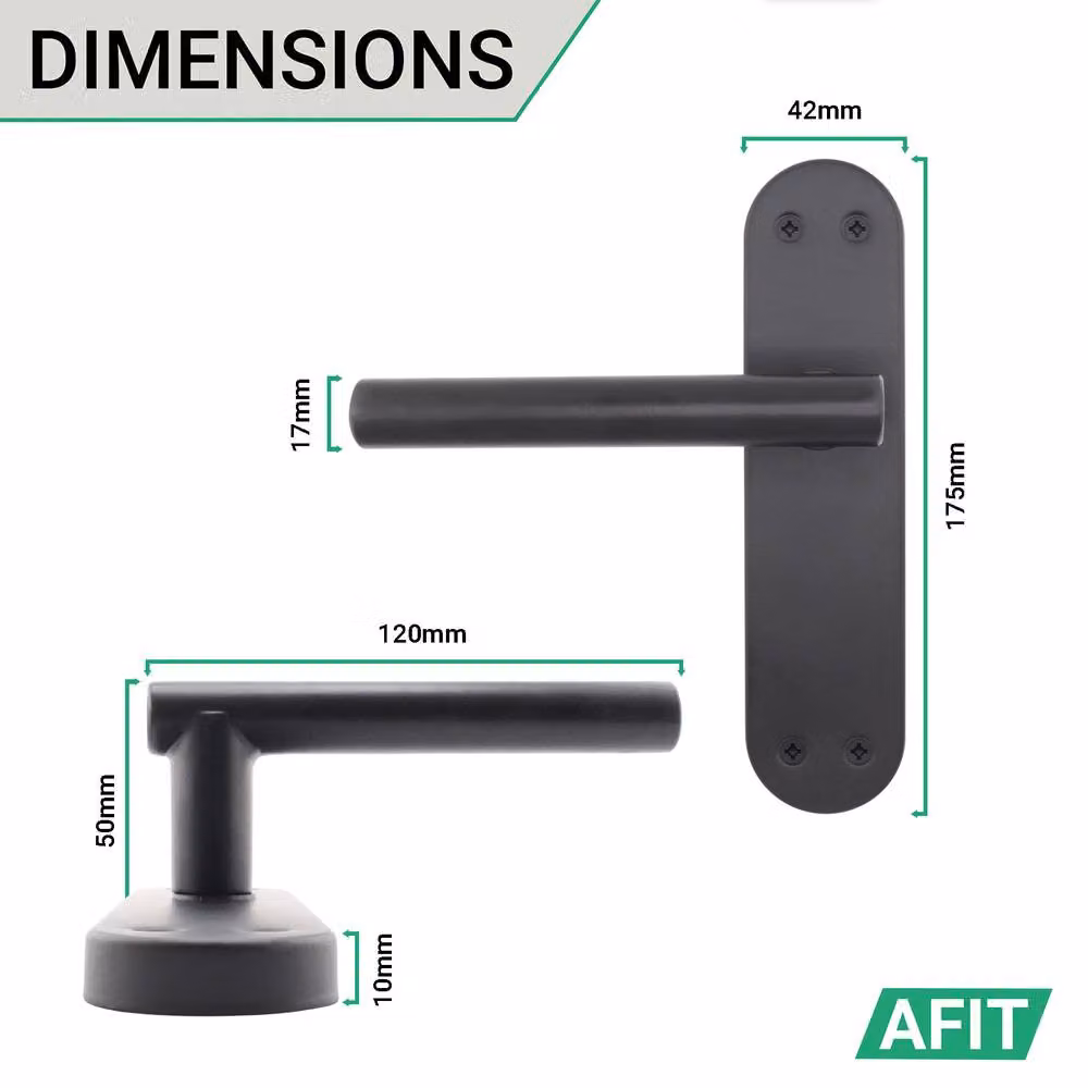 AFIT Matt Black T-Bar Door Handles with Backplate, Internal, 1 Pair, W/D/H: 15 x 15 x 1.5 cm – 4