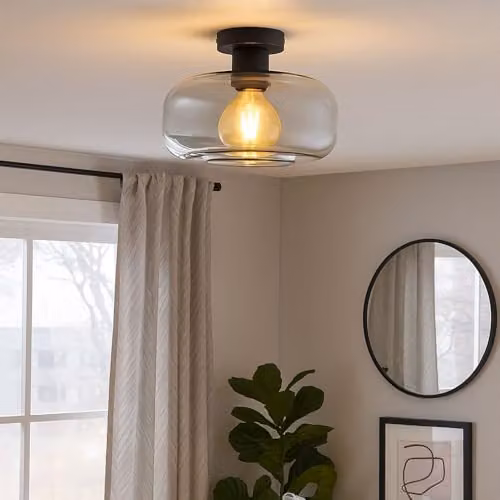 Globo Lighting Giuseppe Sphere Ceiling Lamp in Black with Smoke Glass Shade – 3