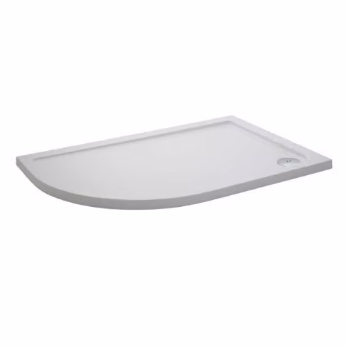 Nuie NTP110 Modern Left Hand Offset Quadrant Slimline Pearlstone Shower Tray, Gloss White, W: 900 mm, D: 1000 mm – 1