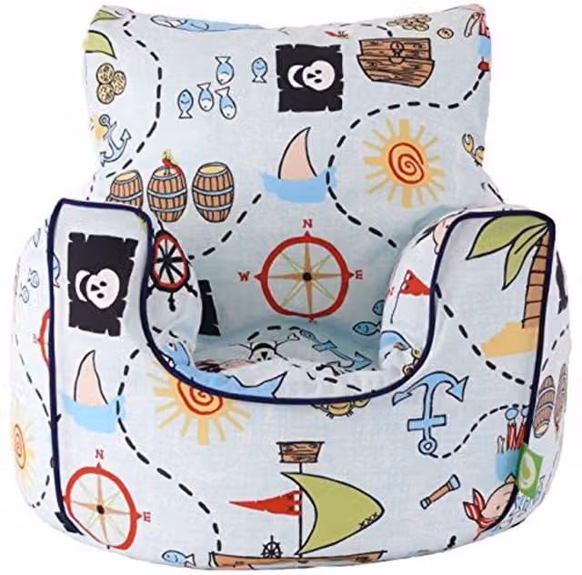 Bean Lazy Pirate Island Cotton Bean Bag Arm Chair for Toddlers in Light Blue