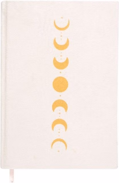 KDMK Moon Phase Velvet A5 Hardcover Lined Notebook in Yellow, Gold and White