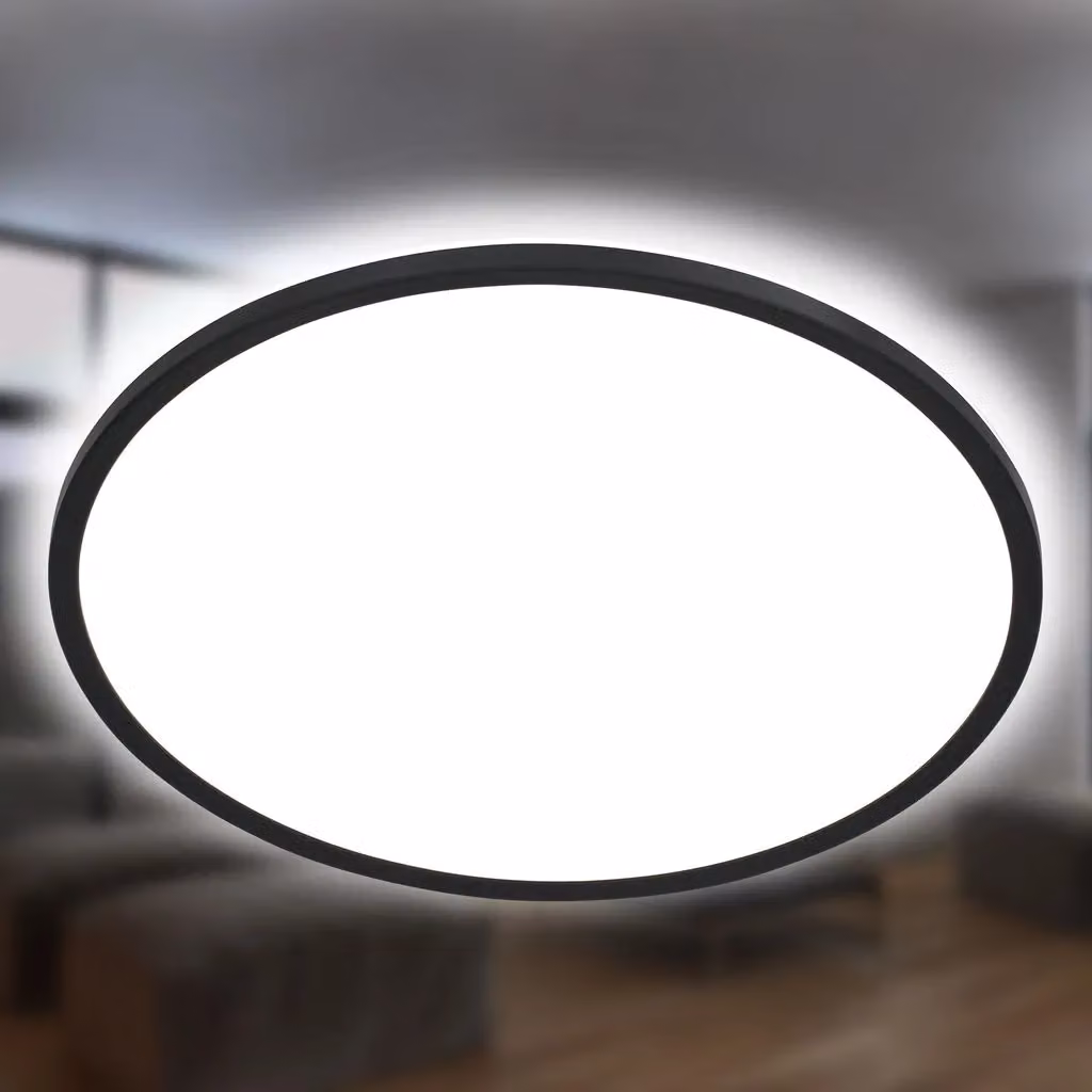 Briloner Leuchten 7155-415 LED Ceiling Light with Backlight Effect, 18W, 2400 Lumen, 4000K Cool White, Round, Diameter: 29.3 cm, Black/White – 6