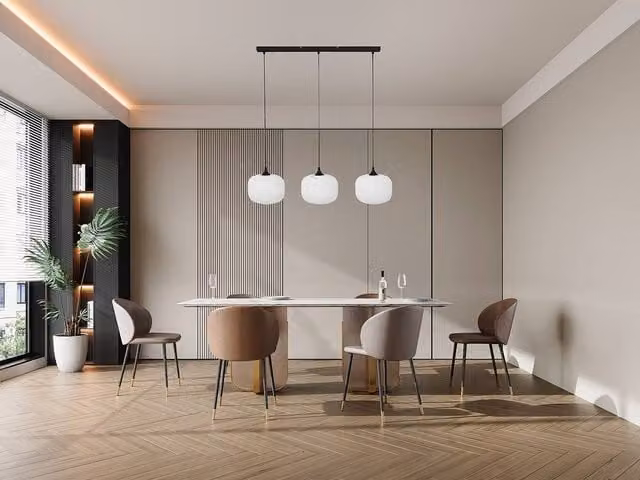Vente-unique 3-Shade Metal and Glass Pendant Light in Black, W: 39 cm, H: 128 cm – 1