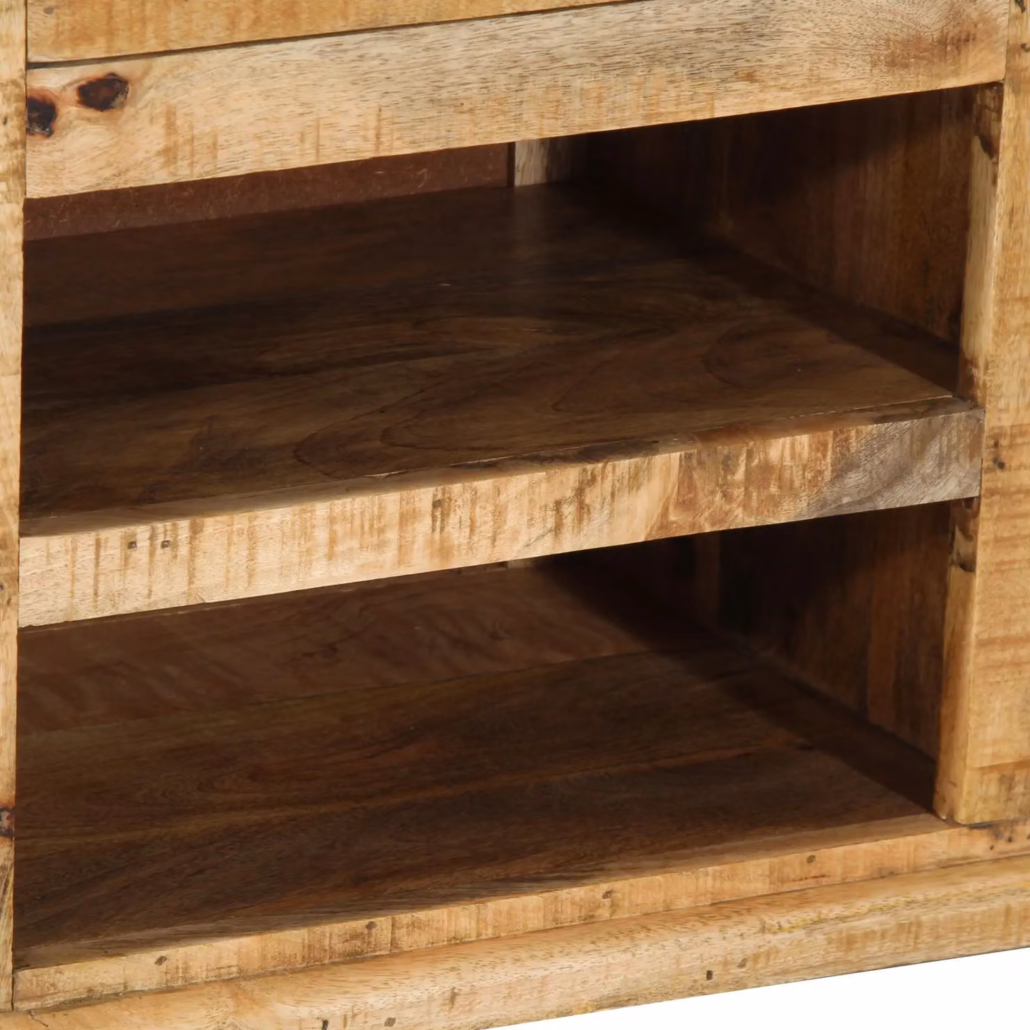 Berkfield Home Rustic Mango Wood Shoe Bench in Brown, W/D/H: 110 x 35 x 50 cm – 6