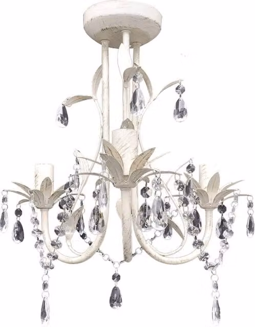 Berkfield Home Set of 2 Crystal Pendant Ceiling Lamps in White and Transparent