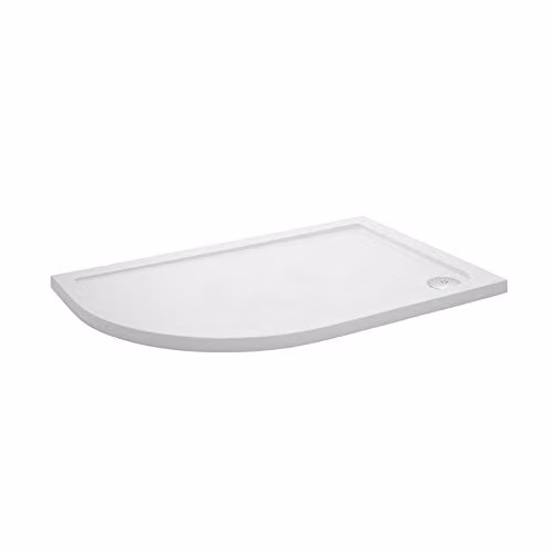 Nuie NTP101 Modern Left Hand Offset Quadrant Slimline Pearlstone Shower Tray, Gloss White, W: 900 mm, D: 760 mm, H: 40 mm