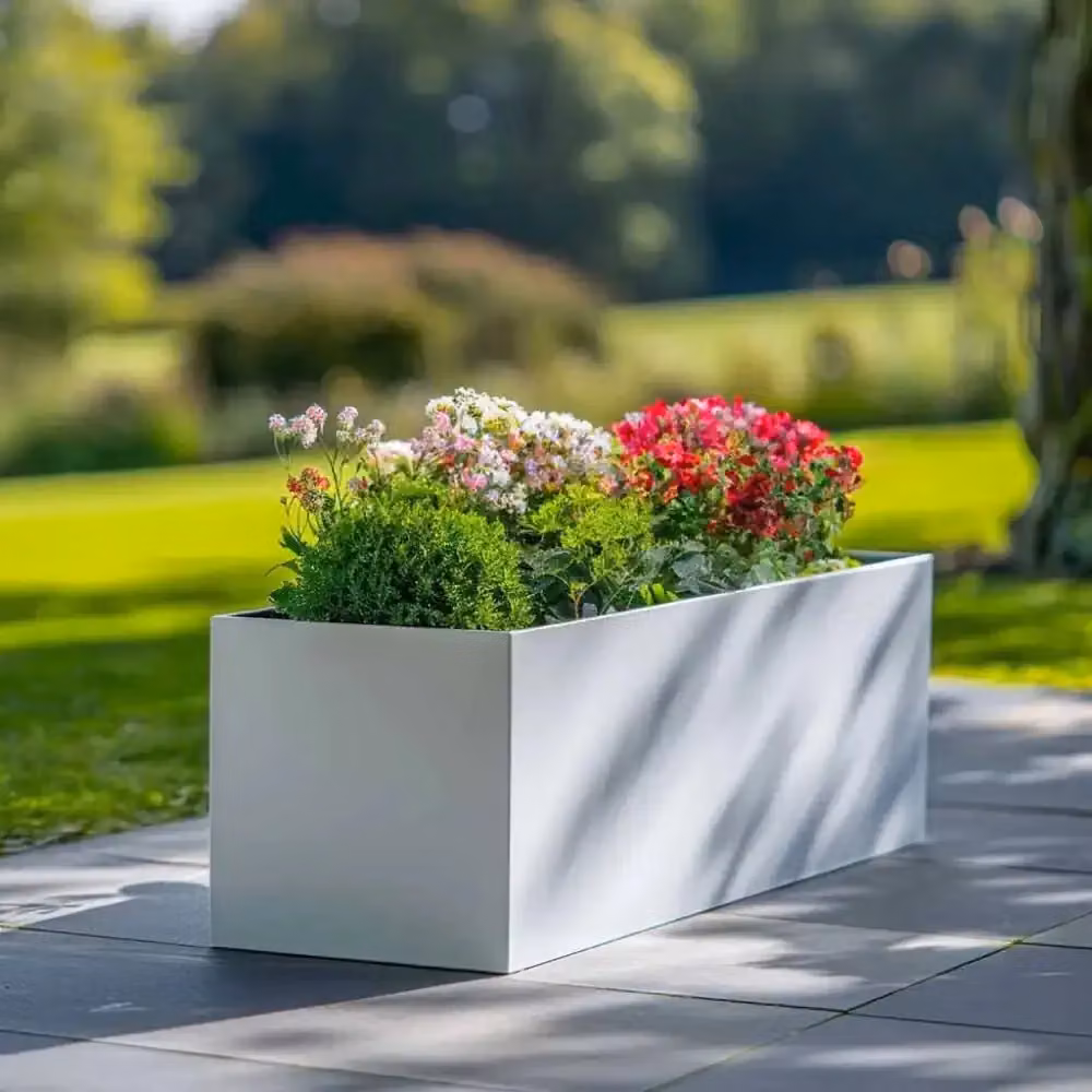 Access Garden Products Matte White Galvanised Steel Trough Planter W: 75 cm, D: 32 cm, H: 32 cm – 5