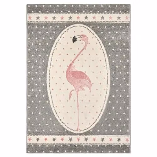 Bravich Pink Flamingo Kids Rug, W: 160 cm, D: 230 cm, Soft Anti-Allergic Polypropylene Play Mat for Bedrooms and Nurseries – 1