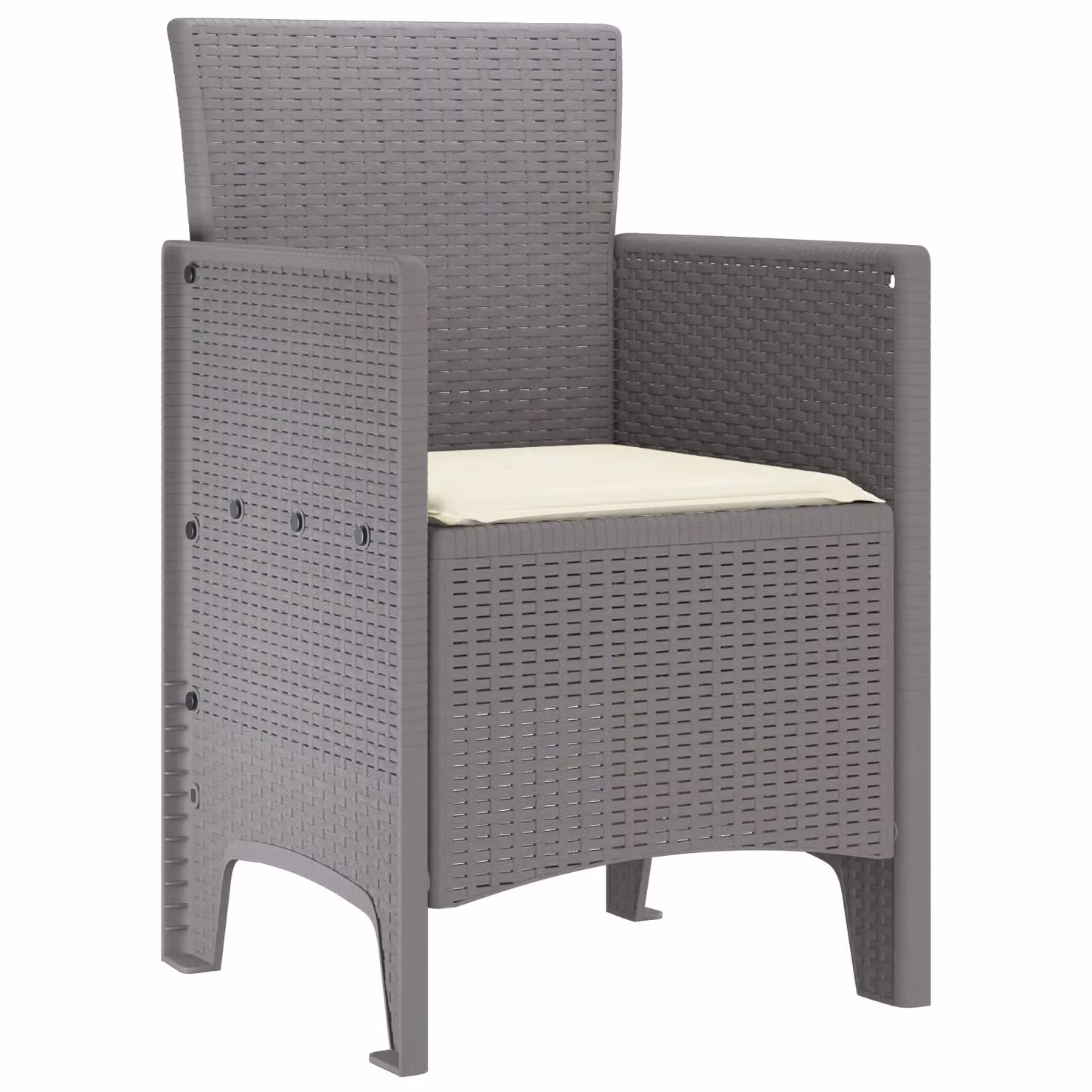 Berkfield Home Set of 4 Modern Polyrattan Garden Chairs in Light Grey with Cream White Fabric Cushions – 3