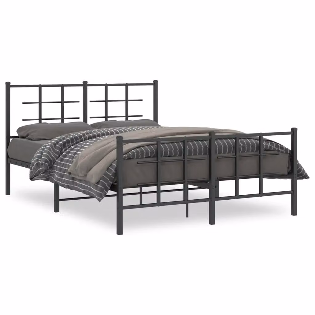 Berkfield Home Metal Bed Frame with Footboard, Black, W: 135 cm, L: 190 cm – 2