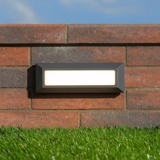 CGC Rebecca Slim LED Outdoor Rectangular Brick Wall Light in Grey