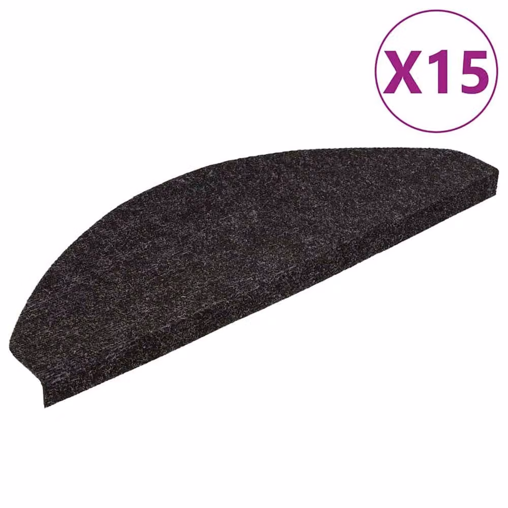 Berkfield Home Self-adhesive Non-slip Stair Mats, 15 Pieces, Black, W: 56 cm, D: 17 cm, H: 3 cm – 2