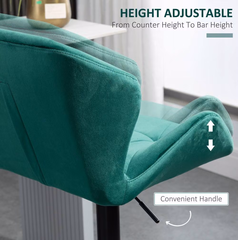 STILVORA Set of 2 Modern Adjustable Height Metal Bar Stools in Green – 5