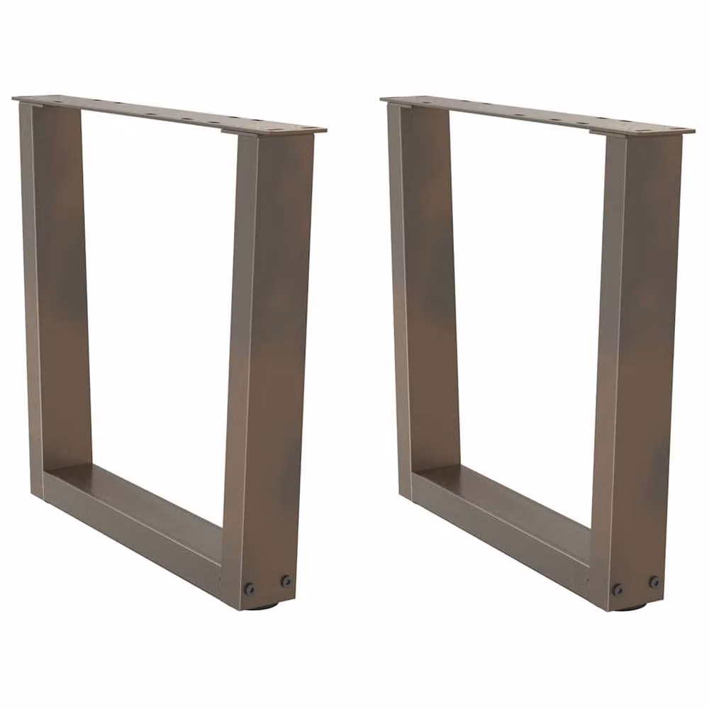 Berkfield Home Modern V-Shape Dining Table Legs, 2 Pieces, Brown Steel, H: 42-43.3 x W: 60 cm – 2