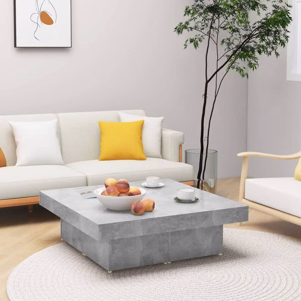 Berkfield Home Decorative Coffee Table in Concrete Grey, W/D/H: 90 x 90 x 28 cm – 1