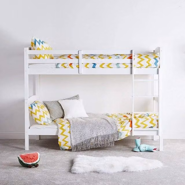 Kosy Koala White Solid Pine Wood Bunk Bed with 2 Hybrid Spring Mattresses, Size: Single, W/D/H: 90 x 190 cm