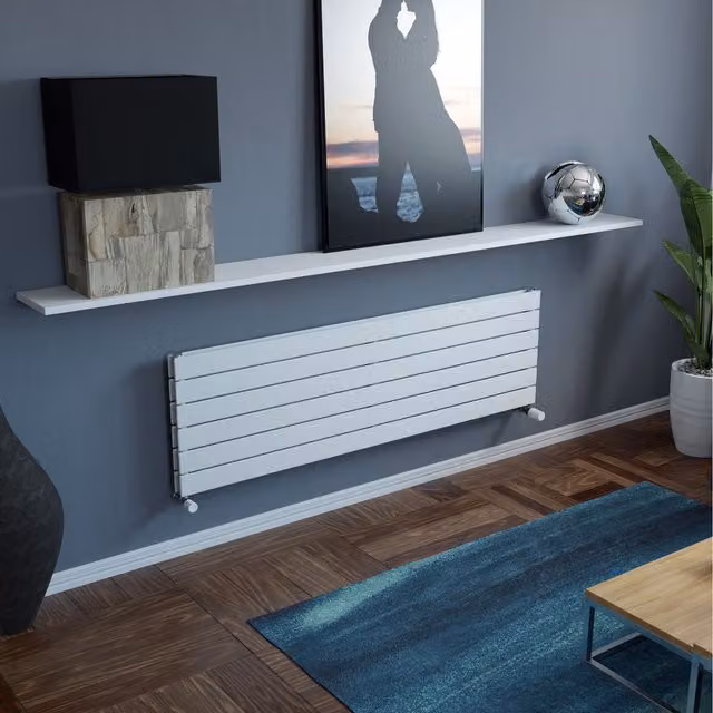 Agadon Panio Duplex Horizontal Flat Panel Designer Radiator in White, W/D/H: 120 x 44.5 x 6.7 cm