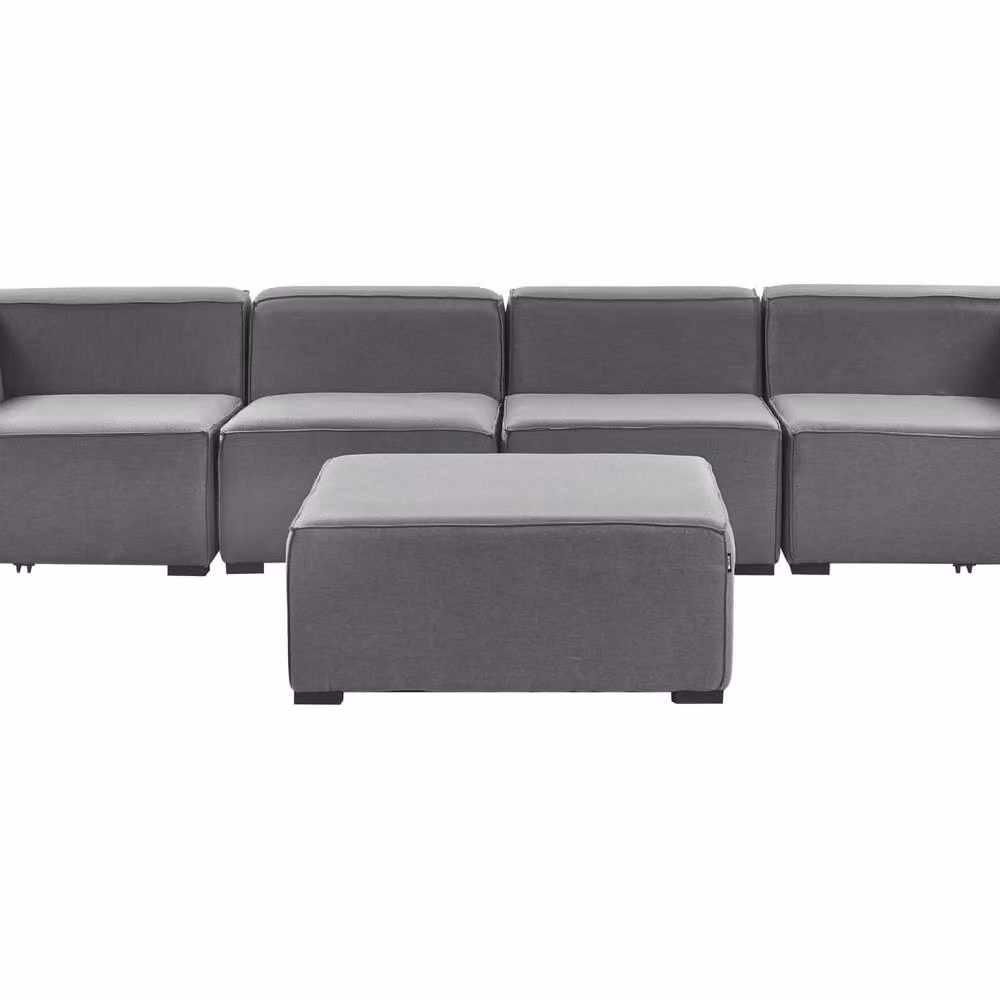 Wyld and Coco Modular 4-Seater Garden Sofa with Matching Ottoman in Grey Fabric – 2