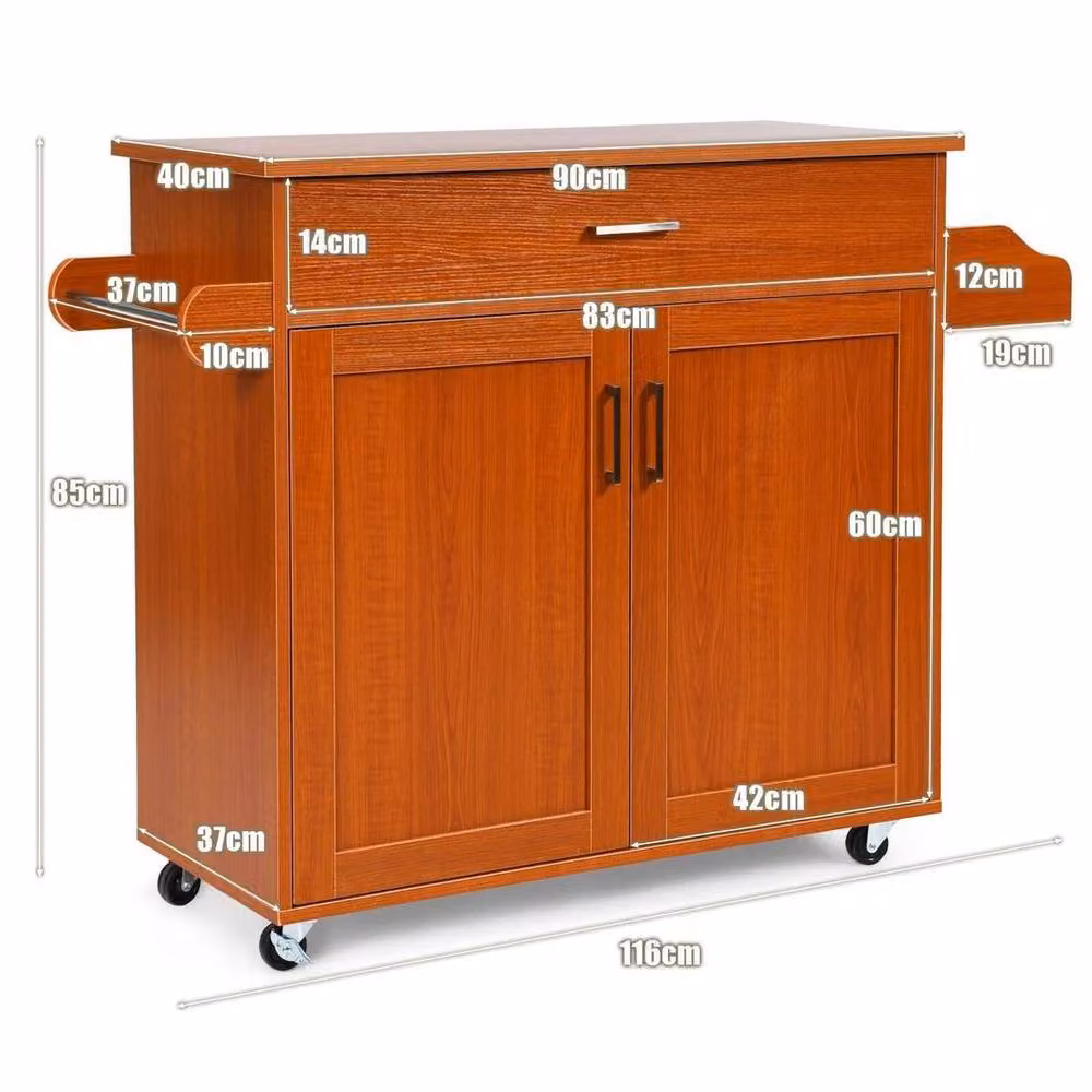 EONLION Modern Kitchen Island Storage Trolley Rolling Cart in Brown – 2
