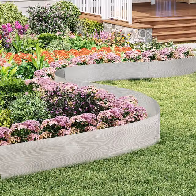 Costway 6-Pack Grey Galvanised Steel Hammer-in Landscape Garden Bed Edging Border