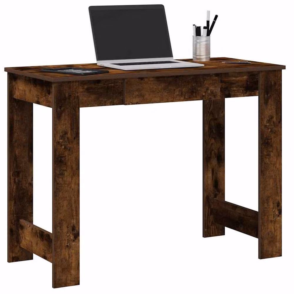 Berkfield Home Smoked Oak Decorative Writing Desk in Brown, W/D/H: 100 x 45 x 75 cm – 2