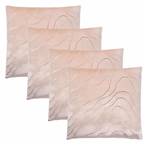 OHS 4 Pack Metallic Wave Cushion Covers in Gold and Beige, W/D/H: 45 x 45 x 45 cm