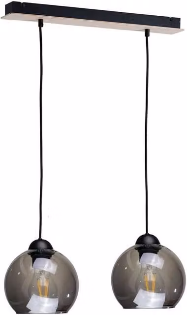 Netlighting Wood Bar Pendant Ceiling Light in Black, 50 cm, 2x E27