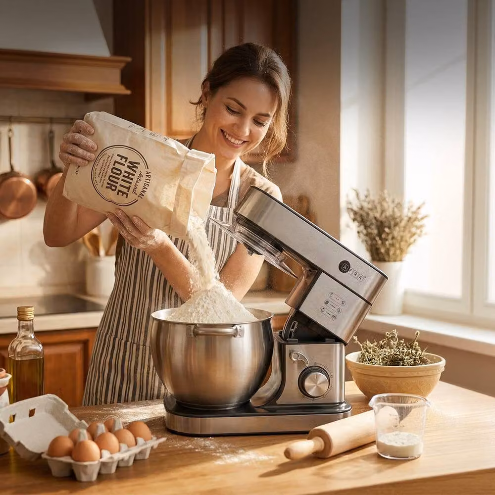 AFRA 2000W 8L Stand Mixer in Silver with 6 Speeds, Pulse Function and Stainless Steel Bowl – 2