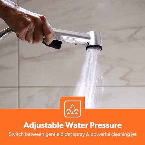 GEEPAS Handheld Toilet Bidet Sprayer with Chrome Brass Wall Mounted Spray Function in Silver – 2