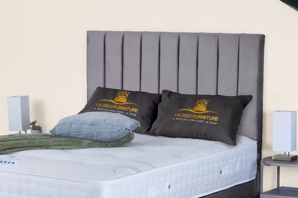 UK Bed Furniture Wilton End Lift Divan Ottoman Bed with 54 Inch Tall Headboard in Grey, Size: Double (W/D/H: 140 x 200 cm) – 2