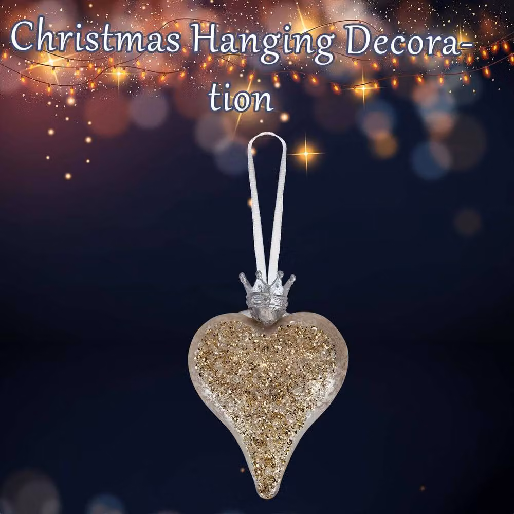 VFM e-Store Christmas Hanging Heart Pendant Decoration in White and Gold – 2