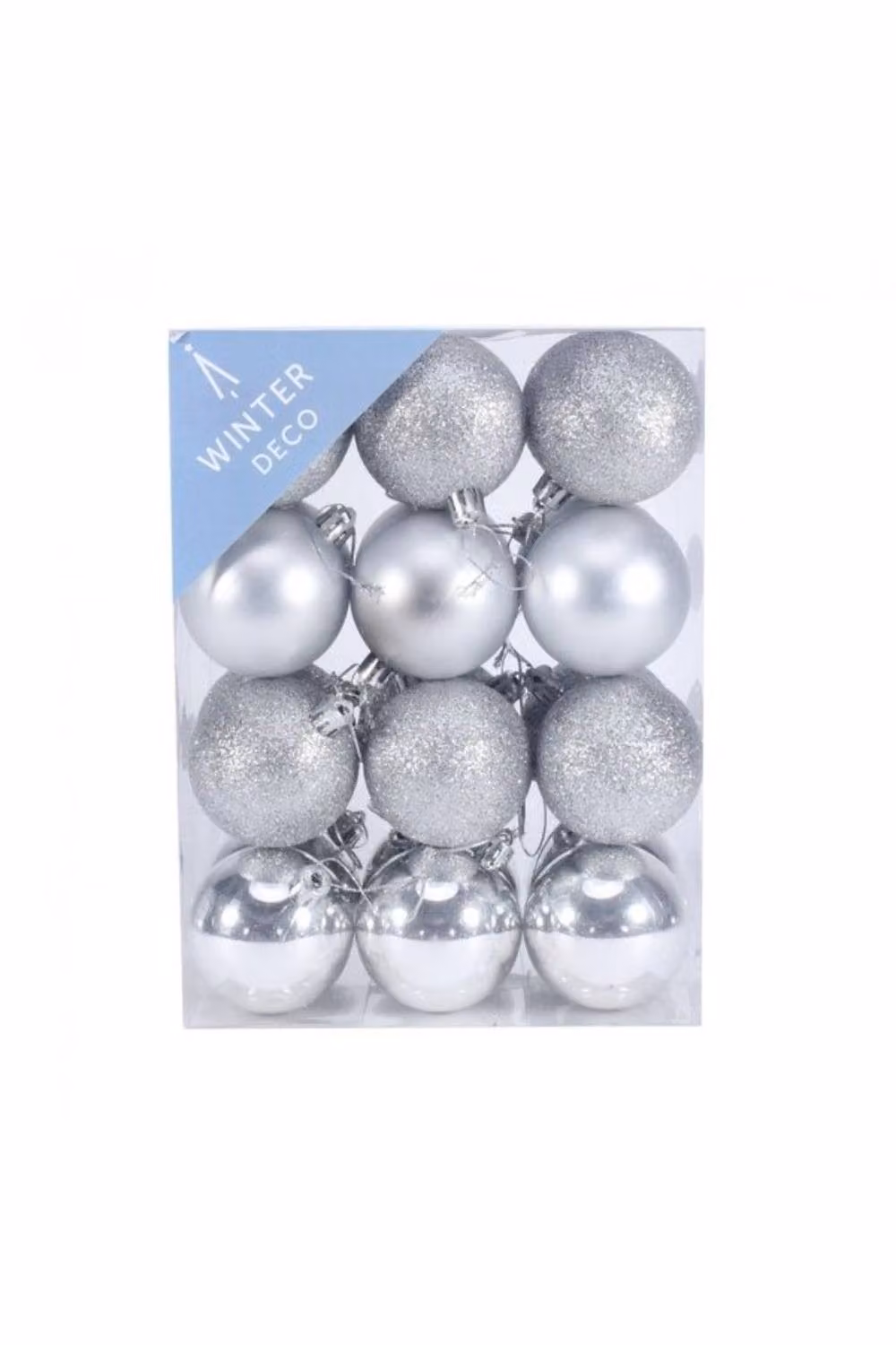 KDMD 24 Pack Silver Shatterproof Round Christmas Baubles, Diameter: 6 cm – 2