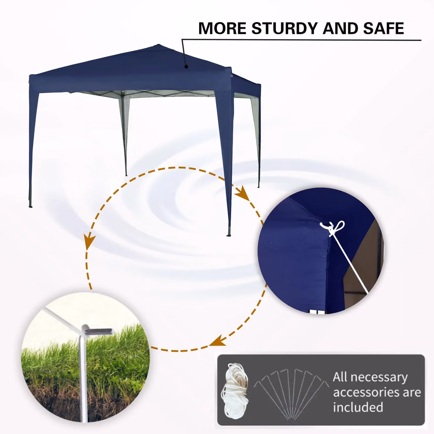 MCC Direct Blue and Silver Pop Up Garden Party Gazebo, W: 300 cm x D: 300 cm x H: 255.5 cm – 3
