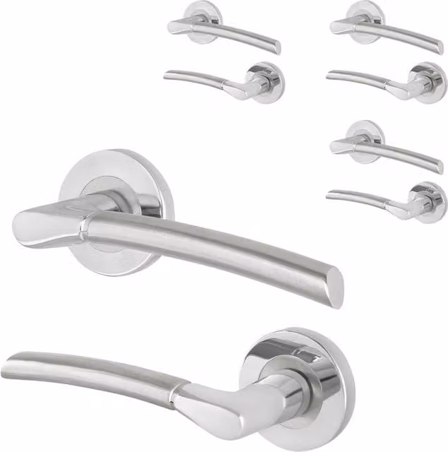 AFIT Chrome Door Handle with Satin Nickel Feature Lever for Internal Use, Silver, 150 x 150 mm