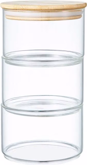 Eden & Willow Stackable Glass Storage Jars with Airtight Bamboo Lid, Transparent, 1.5l