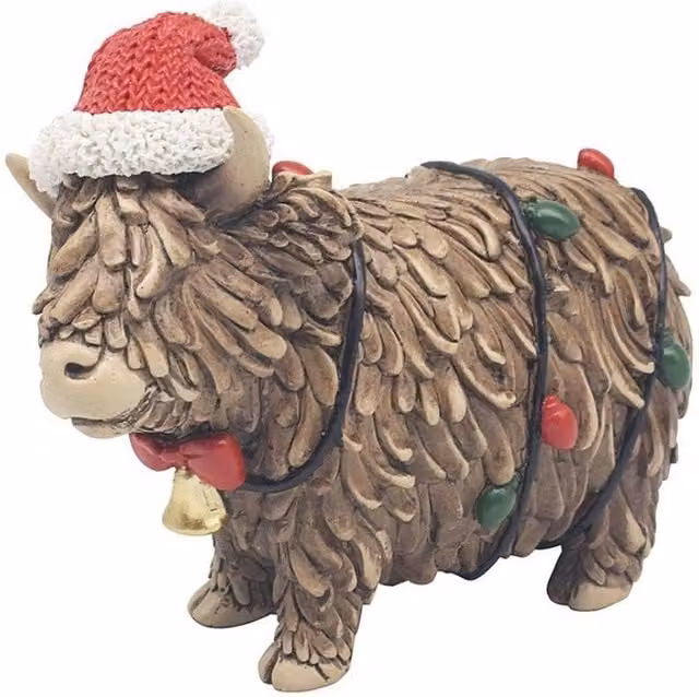 KDMD Rustic Standing Highland Cow Tabletop Ornament in Brown – 1