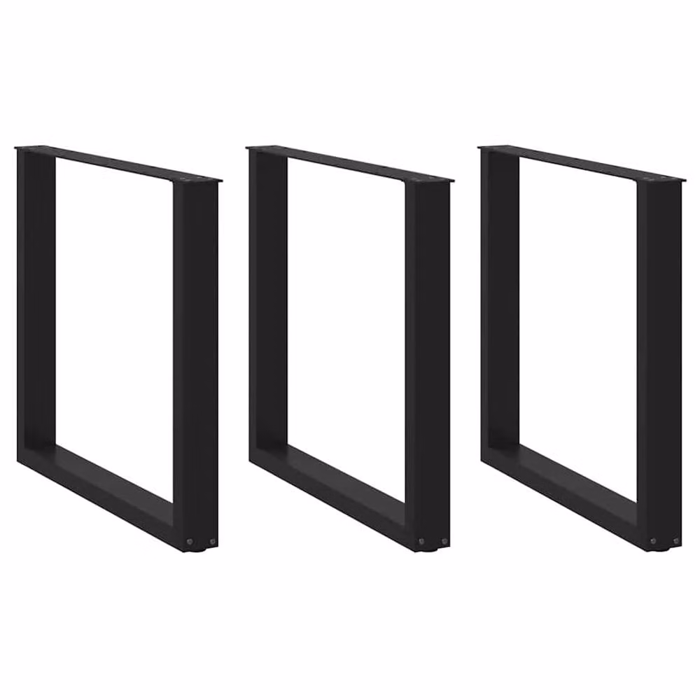 Berkfield Home U-Shaped Coffee Table Legs, 3 Piece Black Steel Set, W: 80 cm, H: 72-73 cm – 1