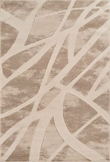 Desire Rugs Santiago Modern Geometric Carved Area Rug in Beige, W: 120 cm, L: 170 cm