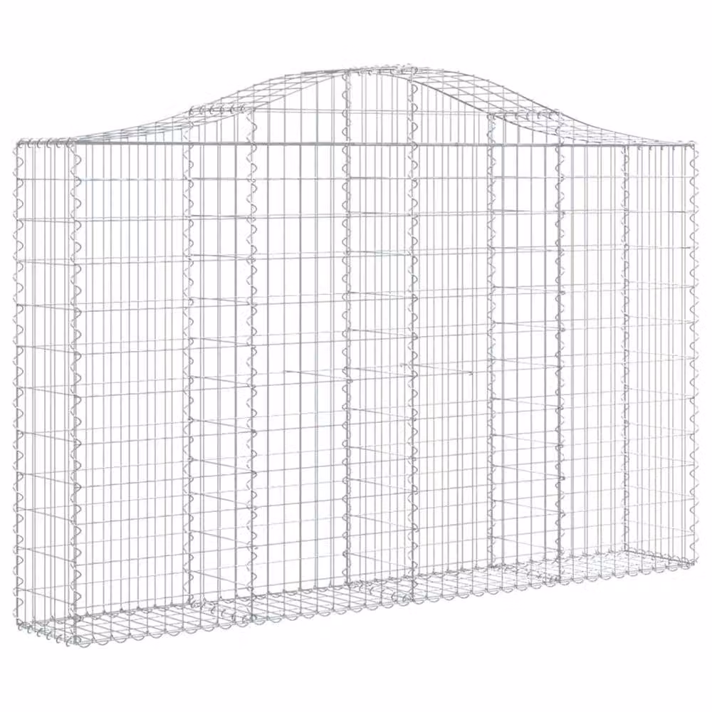 Berkfield Home Arched Gabion Basket in Silver Galvanised Steel, W: 200 cm, D: 30 cm, H: 120-140 cm